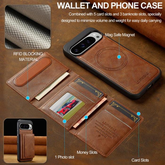 LC.imeeke - LC.IMEEKE L5 Google Pixel 10 Pro XL Fodral Äkta läder - Brun