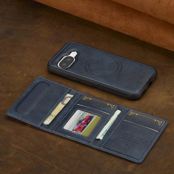 LC.imeeke - LC.IMEEKE L5 Google Pixel 9a Fodral Äkta läder - Blå