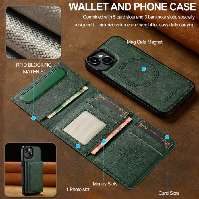 LC.imeeke - LC.IMEEKE L5 iPhone 13 Fodral Äkta läder - Grön