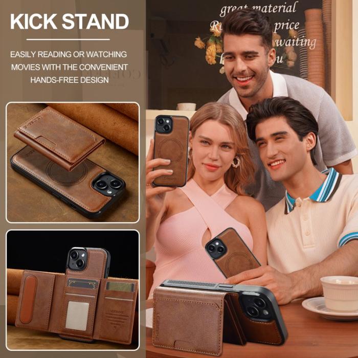 LC.imeeke - LC.IMEEKE L5 iPhone 14 Fodral Äkta läder - Brun