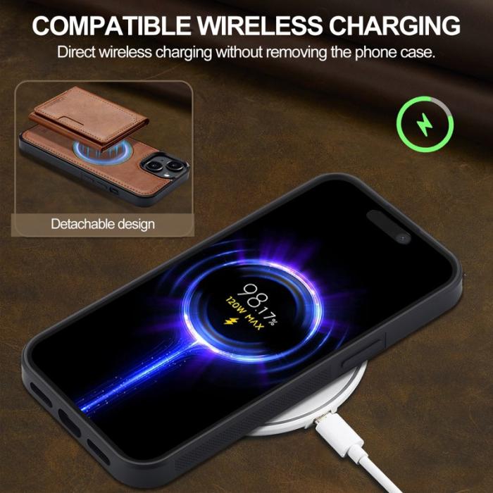 LC.imeeke - LC.IMEEKE L5 iPhone 14 Fodral Äkta läder - Brun