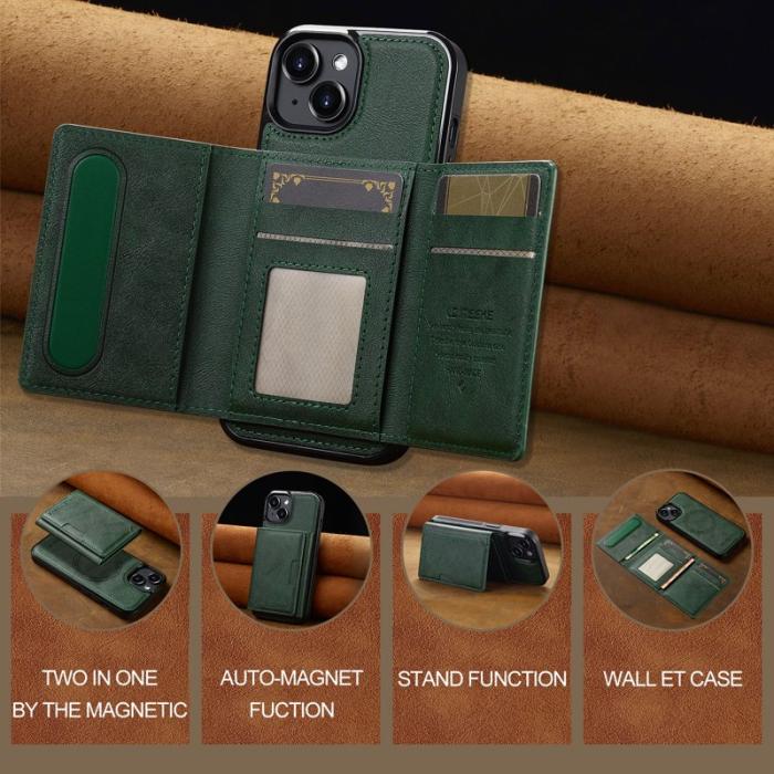 LC.imeeke - LC.IMEEKE L5 iPhone 14 Fodral Äkta läder - Grön