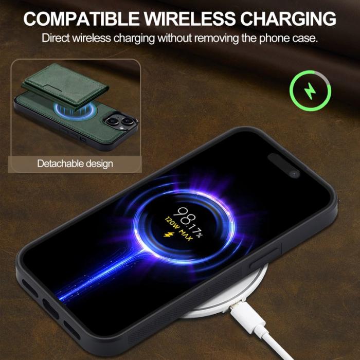 LC.imeeke - LC.IMEEKE L5 iPhone 14 Fodral Äkta läder - Grön