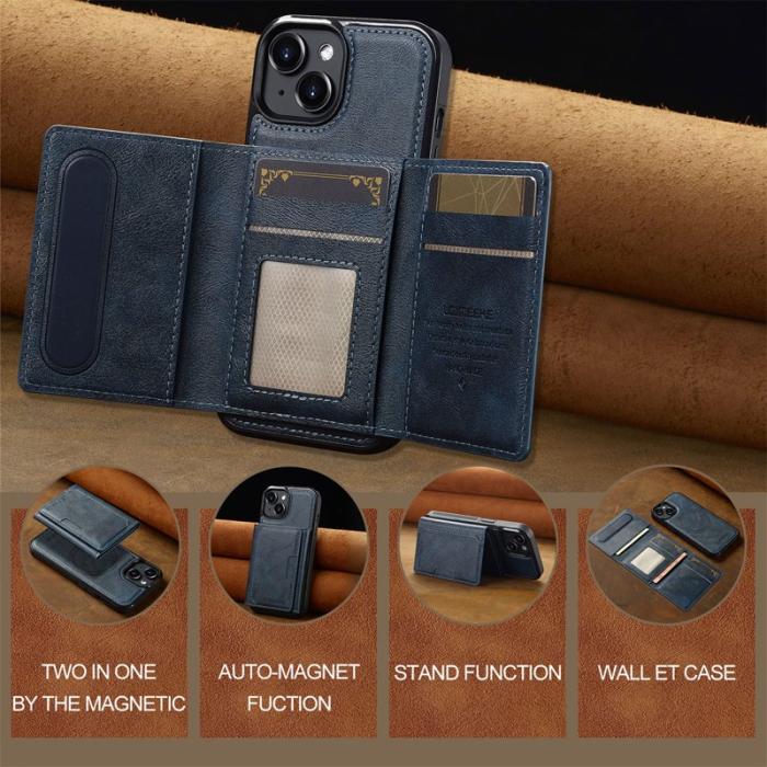 LC.imeeke - LC.IMEEKE L5 iPhone 14 Plus Fodral Äkta läder - Blå