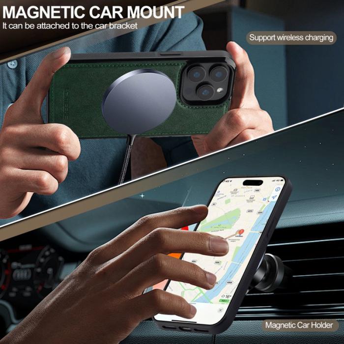 LC.imeeke - LC.IMEEKE L5 iPhone 14 Pro Fodral Äkta läder - Grön