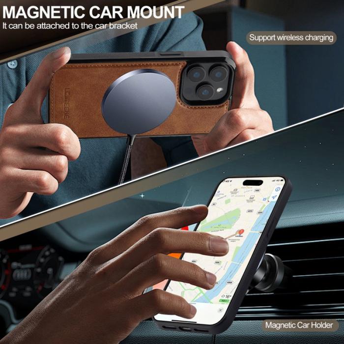 LC.imeeke - LC.IMEEKE L5 iPhone 14 Pro Max Fodral Äkta läder - Brun