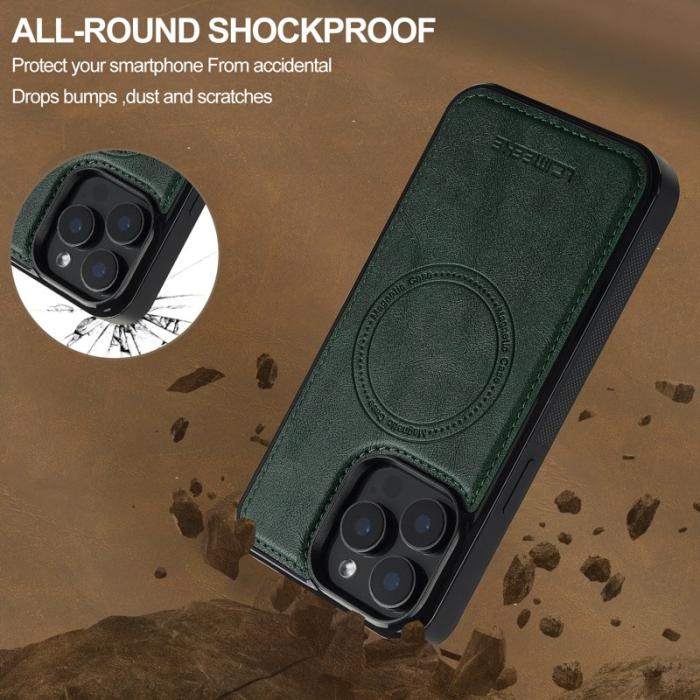 LC.imeeke - LC.IMEEKE L5 iPhone 14 Pro Max Fodral Äkta läder - Grön