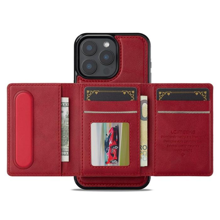 LC.imeeke - LC.IMEEKE L5 iPhone 14 Pro Max Fodral Äkta läder - Röd
