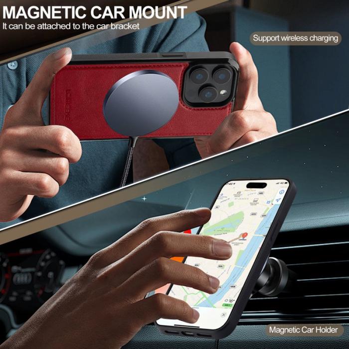 LC.imeeke - LC.IMEEKE L5 iPhone 14 Pro Max Fodral Äkta läder - Röd