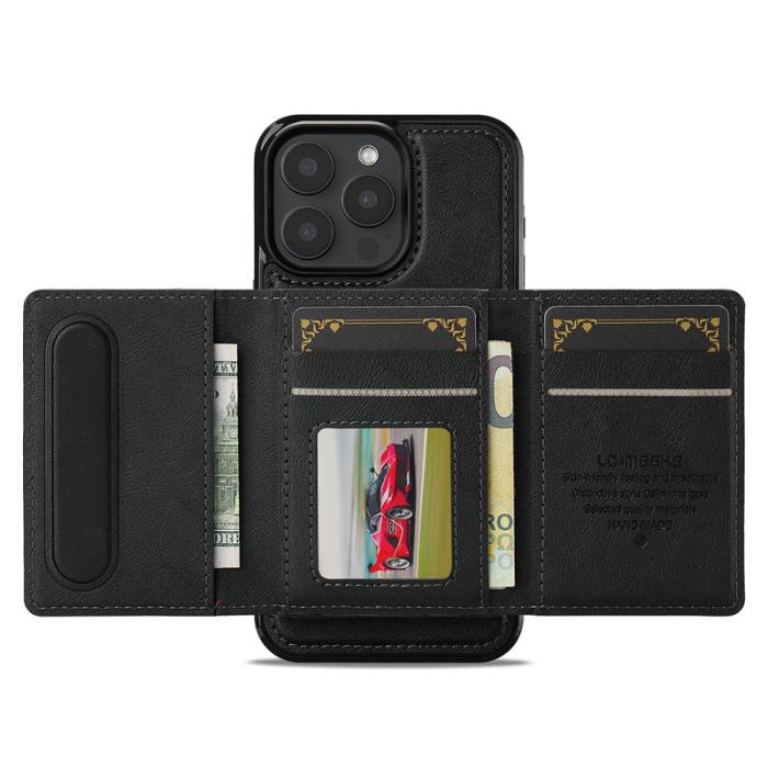 LC.imeeke - LC.IMEEKE L5 iPhone 14 Pro Max Fodral Äkta läder - Svart