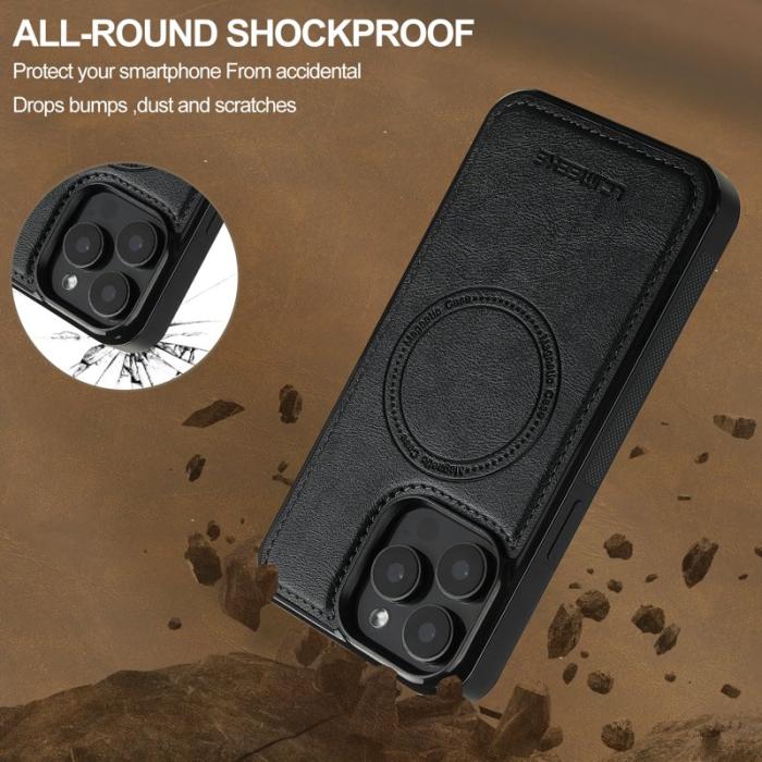 LC.imeeke - LC.IMEEKE L5 iPhone 14 Pro Max Fodral Äkta läder - Svart