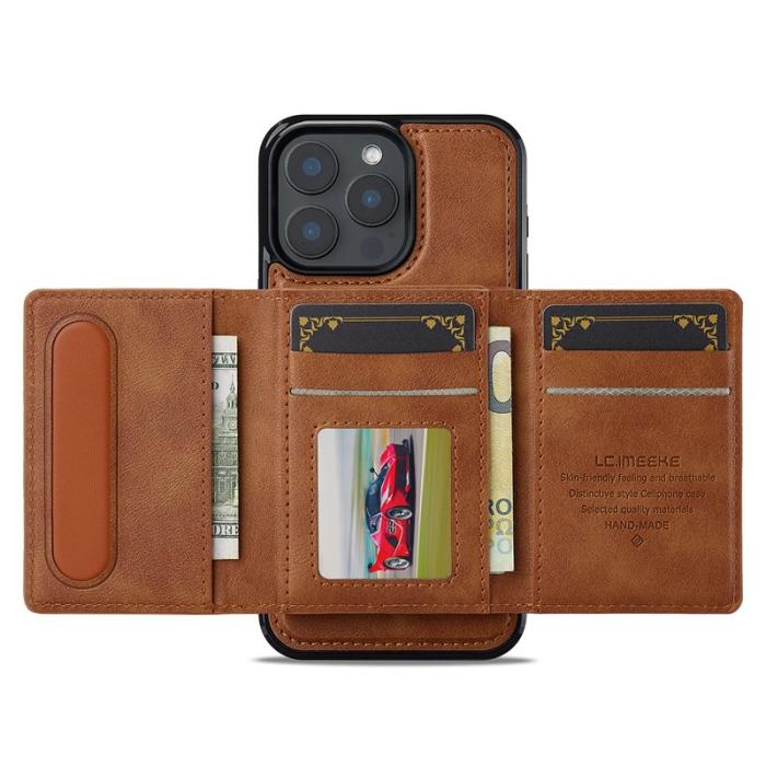 LC.imeeke - LC.IMEEKE L5 iPhone 15 Pro Fodral Äkta läder - Brun