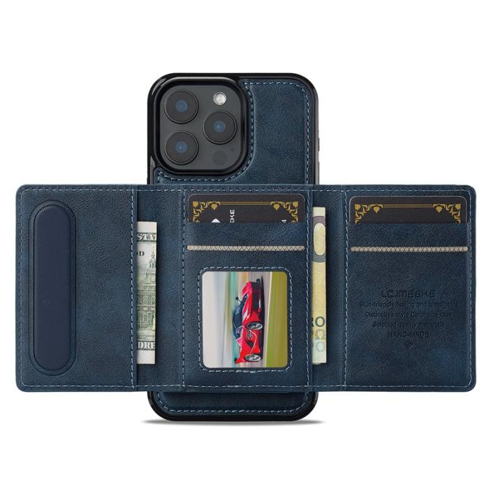 LC.imeeke - LC.IMEEKE L5 iPhone 15 Pro Max Fodral Äkta läder - Blå