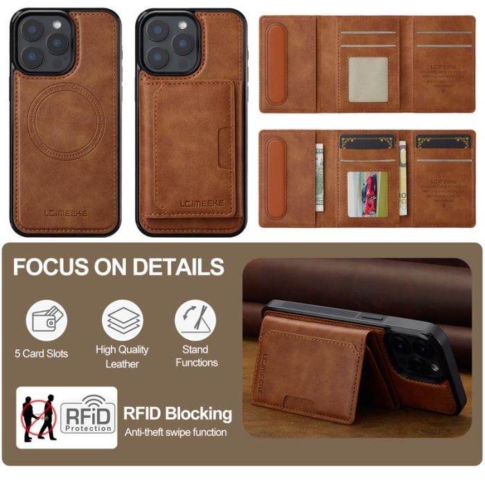 LC.imeeke - LC.IMEEKE L5 iPhone 15 Pro Max Fodral Äkta läder - Brun