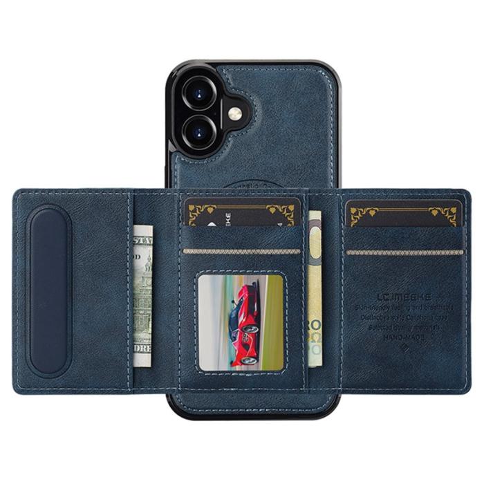 LC.imeeke - LC.IMEEKE L5 iPhone 16 Fodral Äkta läder - Blå