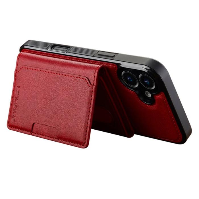 LC.imeeke - LC.IMEEKE L5 iPhone 16 Fodral Äkta läder - Röd