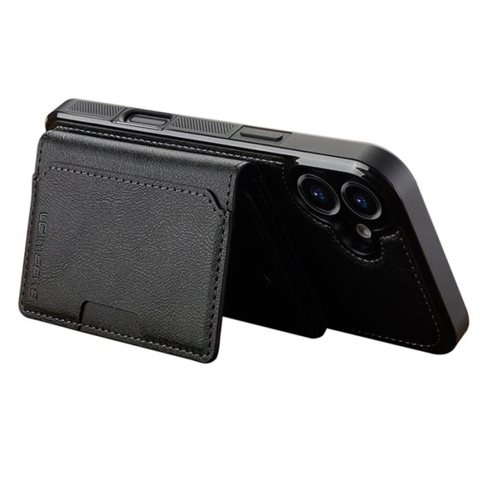 LC.imeeke - LC.IMEEKE L5 iPhone 16 Fodral Äkta läder - Svart