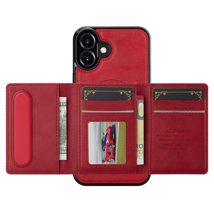 LC.imeeke - LC.IMEEKE L5 iPhone 16 Plus Fodral Äkta läder - Röd
