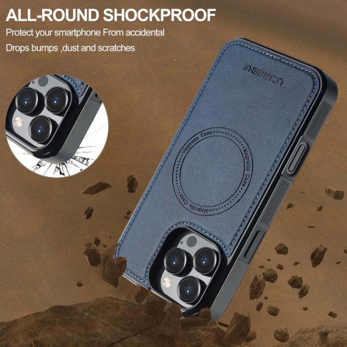 LC.imeeke - LC.IMEEKE L5 iPhone 16 Pro Fodral Äkta läder - Blå