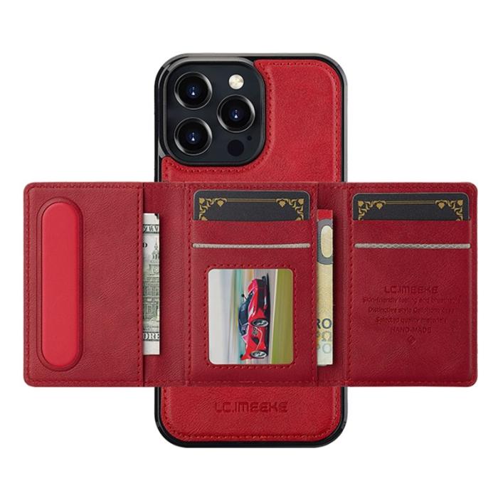 LC.imeeke - LC.IMEEKE L5 iPhone 16 Pro Fodral Äkta läder - Röd