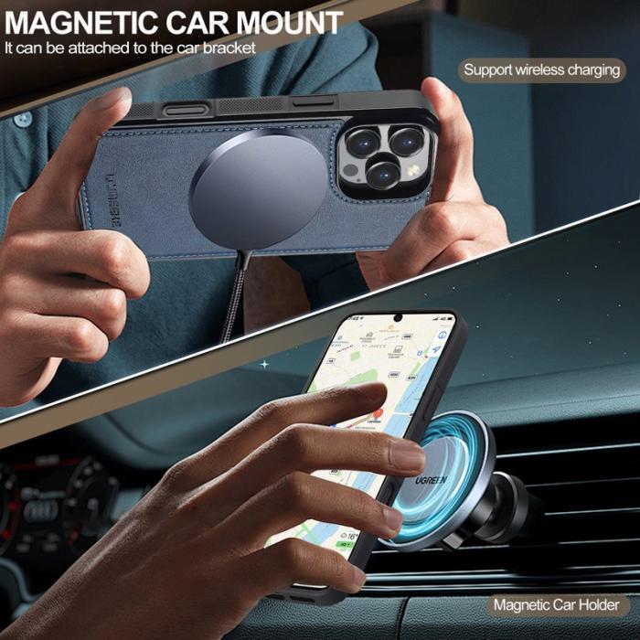 LC.imeeke - LC.IMEEKE L5 iPhone 16 Pro Max Fodral Äkta läder - Blå