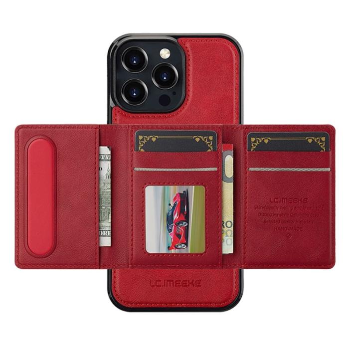 LC.imeeke - LC.IMEEKE L5 iPhone 16 Pro Max Fodral Äkta läder - Röd