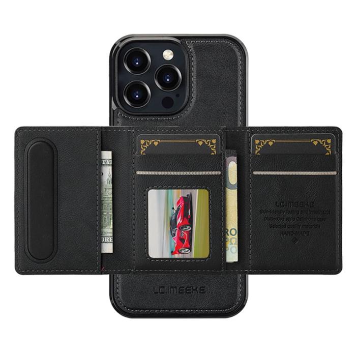 LC.imeeke - LC.IMEEKE L5 iPhone 16 Pro Max Fodral Äkta läder - Svart