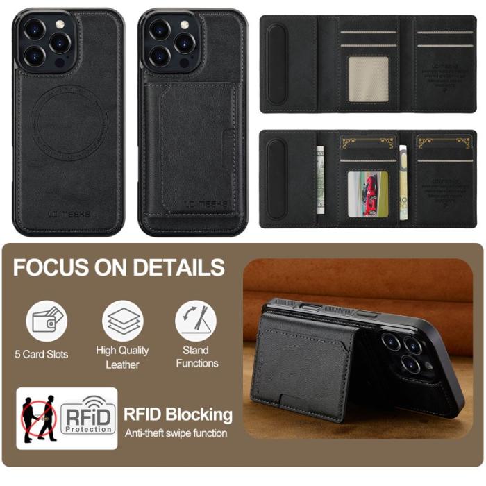 LC.imeeke - LC.IMEEKE L5 iPhone 16 Pro Max Fodral Äkta läder - Svart