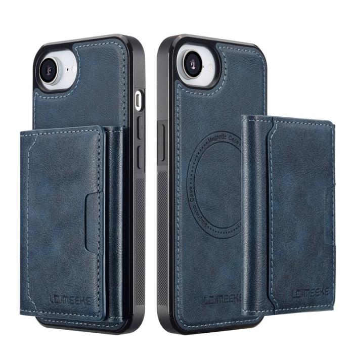 LC.imeeke - LC.IMEEKE L5 iPhone 16e Fodral Äkta läder - Blå