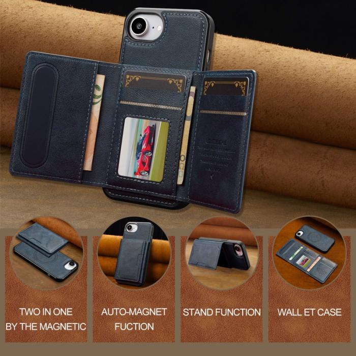 LC.imeeke - LC.IMEEKE L5 iPhone 16e Fodral Äkta läder - Blå