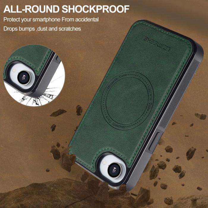 LC.imeeke - LC.IMEEKE L5 iPhone 16e Fodral Äkta läder - Grön