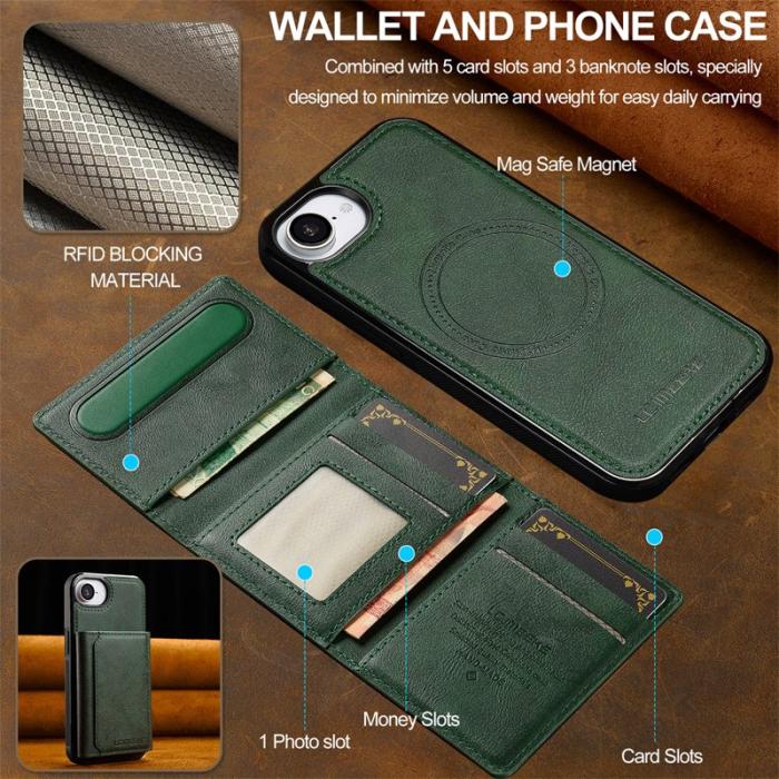 LC.imeeke - LC.IMEEKE L5 iPhone 16e Fodral Äkta läder - Grön