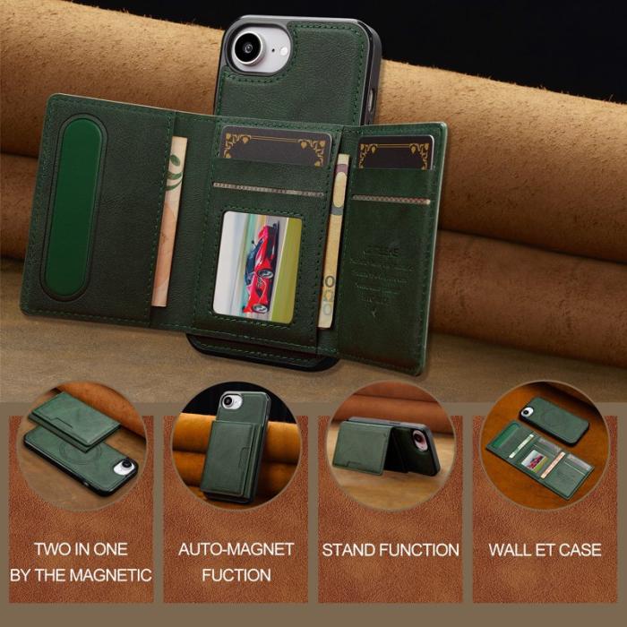 LC.imeeke - LC.IMEEKE L5 iPhone 16e Fodral Äkta läder - Grön