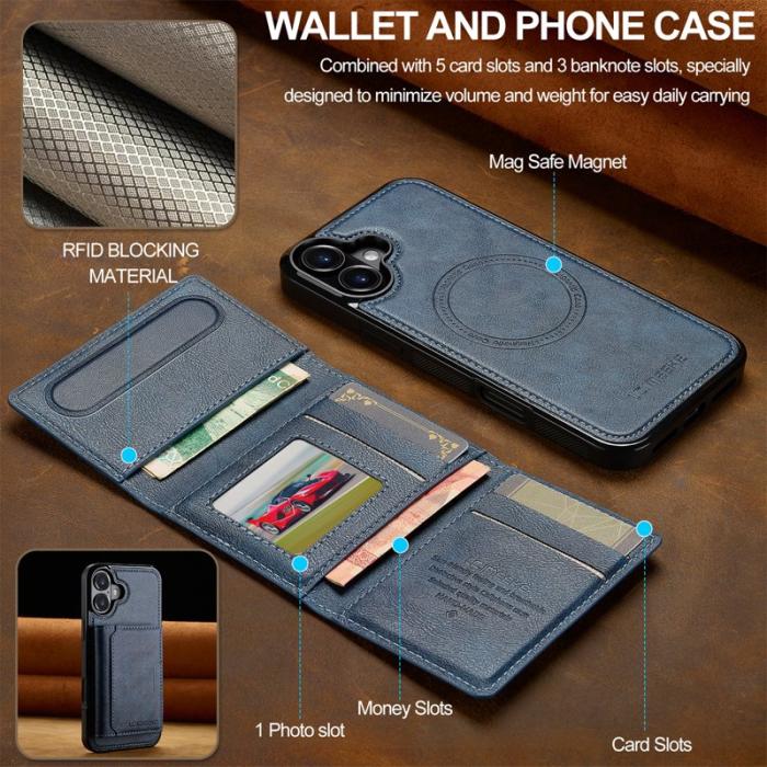 LC.imeeke - LC.IMEEKE L5 iPhone 17 Fodral Äkta läder - Blå