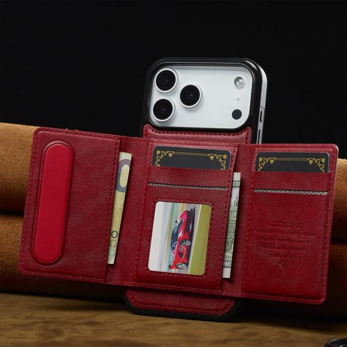 LC.imeeke - LC.IMEEKE L5 iPhone 17 Pro Max Fodral Äkta läder - Röd