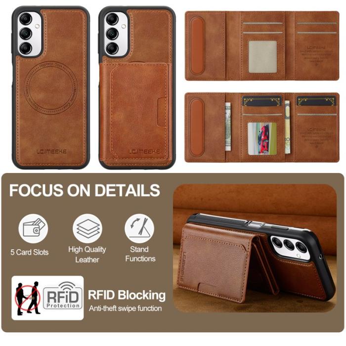 LC.imeeke - LC.IMEEKE L5 Samsung Galaxy A34 5G Fodral Äkta läder - Brun