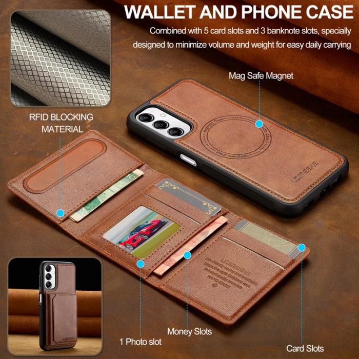 LC.imeeke - LC.IMEEKE L5 Samsung Galaxy A34 5G Fodral Äkta läder - Brun