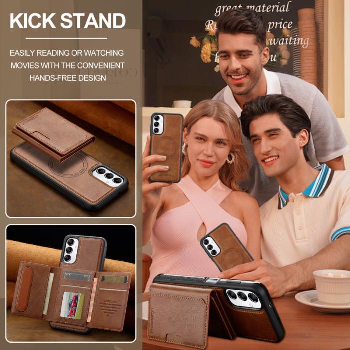 LC.imeeke - LC.IMEEKE L5 Samsung Galaxy A34 5G Fodral Äkta läder - Brun