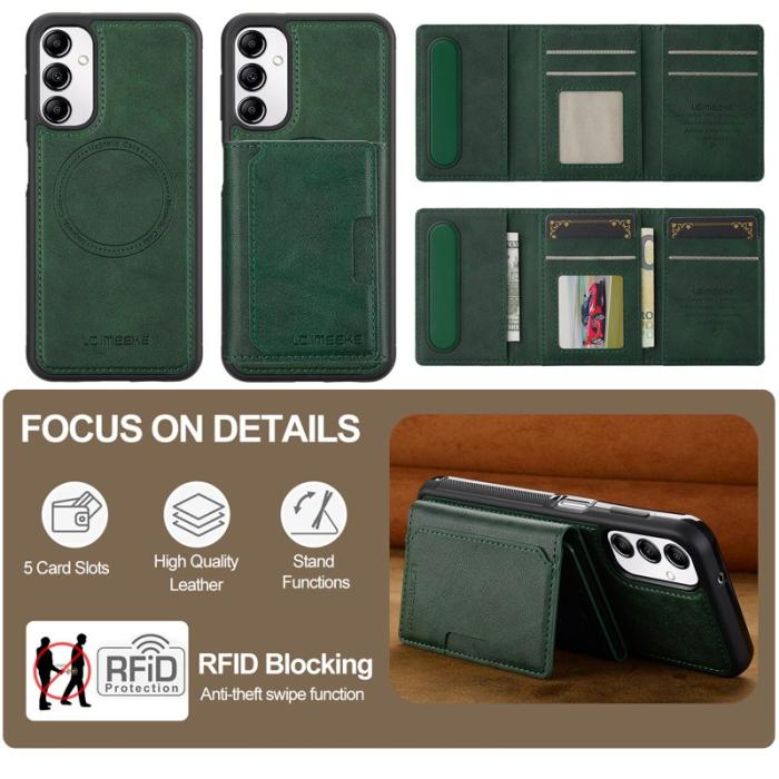LC.imeeke - LC.IMEEKE L5 Samsung Galaxy A34 5G Fodral Äkta läder - Grön
