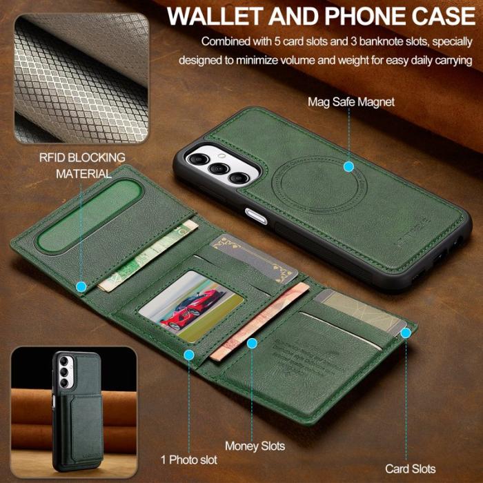 LC.imeeke - LC.IMEEKE L5 Samsung Galaxy A34 5G Fodral Äkta läder - Grön