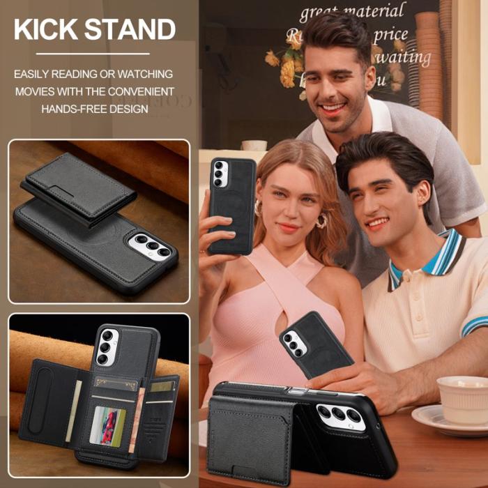 LC.imeeke - LC.IMEEKE L5 Samsung Galaxy A34 5G Fodral Äkta läder - Svart