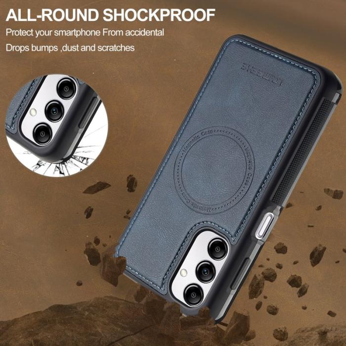 LC.imeeke - LC.IMEEKE L5 Samsung Galaxy A54 5G Fodral Äkta läder - Blå