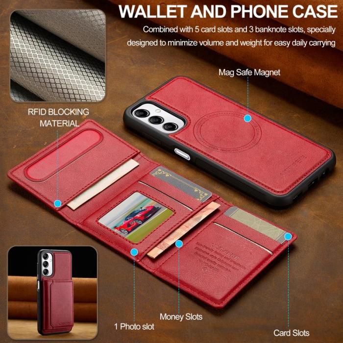 LC.imeeke - LC.IMEEKE L5 Samsung Galaxy A54 5G Fodral Äkta läder - Röd