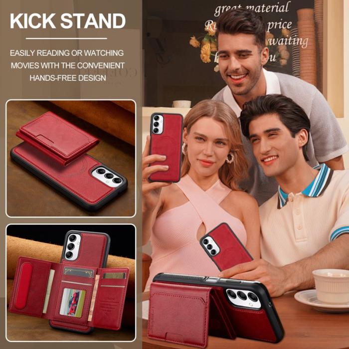 LC.imeeke - LC.IMEEKE L5 Samsung Galaxy A54 5G Fodral Äkta läder - Röd