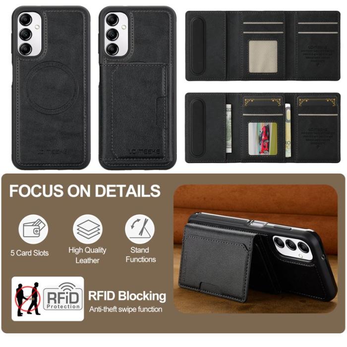 LC.imeeke - LC.IMEEKE L5 Samsung Galaxy A54 5G Fodral Äkta läder - Svart