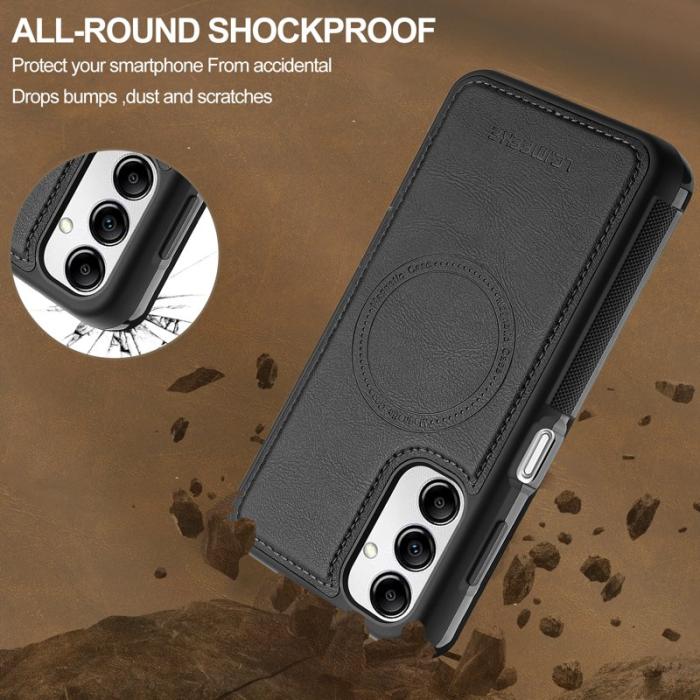 LC.imeeke - LC.IMEEKE L5 Samsung Galaxy A54 5G Fodral Äkta läder - Svart