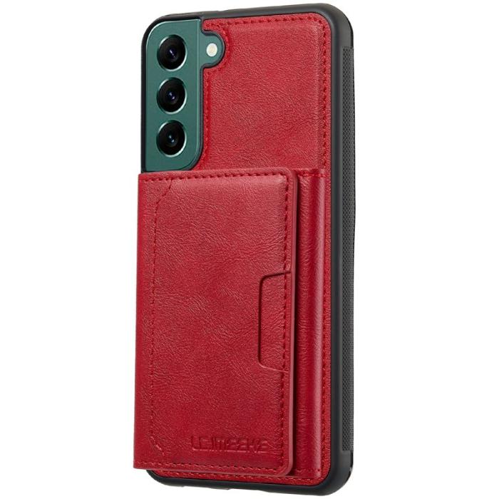 LC.imeeke - LC.IMEEKE L5 Samsung Galaxy S22+ Fodral Äkta läder - Röd