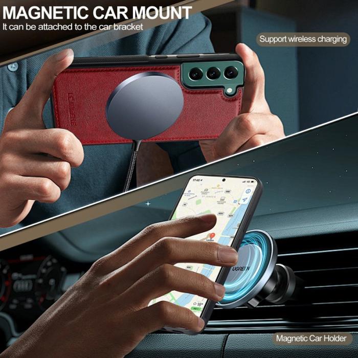 LC.imeeke - LC.IMEEKE L5 Samsung Galaxy S22+ Fodral Äkta läder - Röd