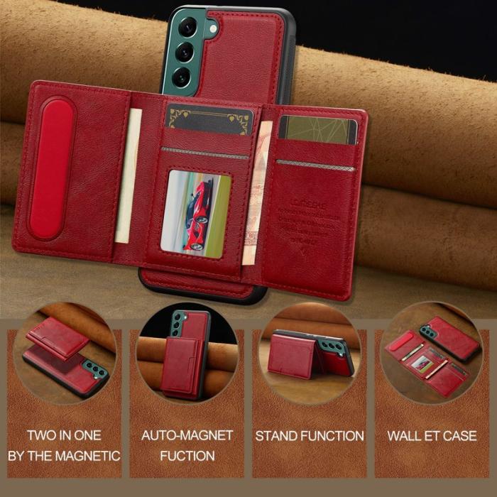 LC.imeeke - LC.IMEEKE L5 Samsung Galaxy S22+ Fodral Äkta läder - Röd