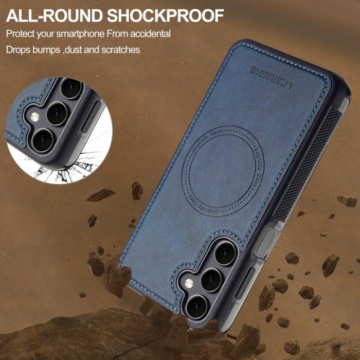 LC.imeeke - LC.IMEEKE L5 Samsung Galaxy S23 FE Fodral Äkta läder - Blå